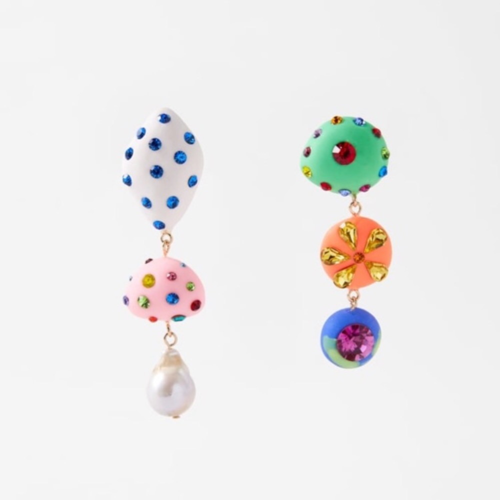 Mismatched Colorful Jewel Earrings